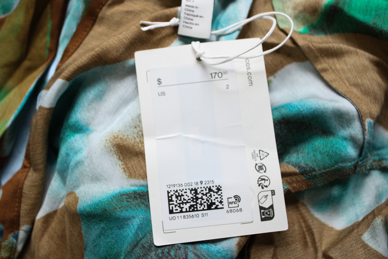 COS Women’s Asymmetric Printed Midi Dress CD4 Brown Pattern Size US:2 NWT