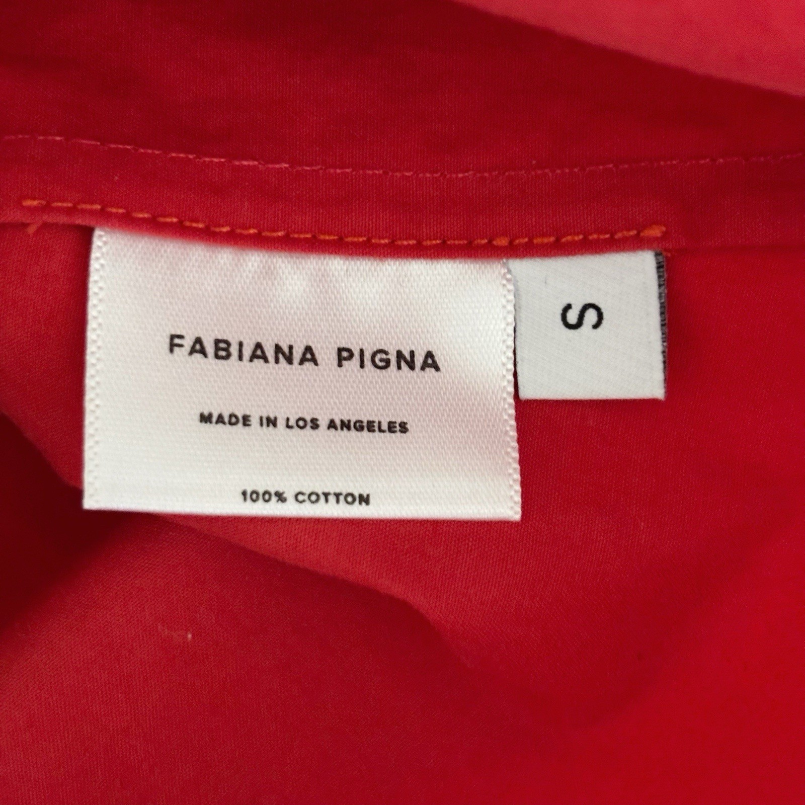 Fabiana Pigna Babette Tomato Red Cotton Poplin Ruffle Top Small Luxury Office
