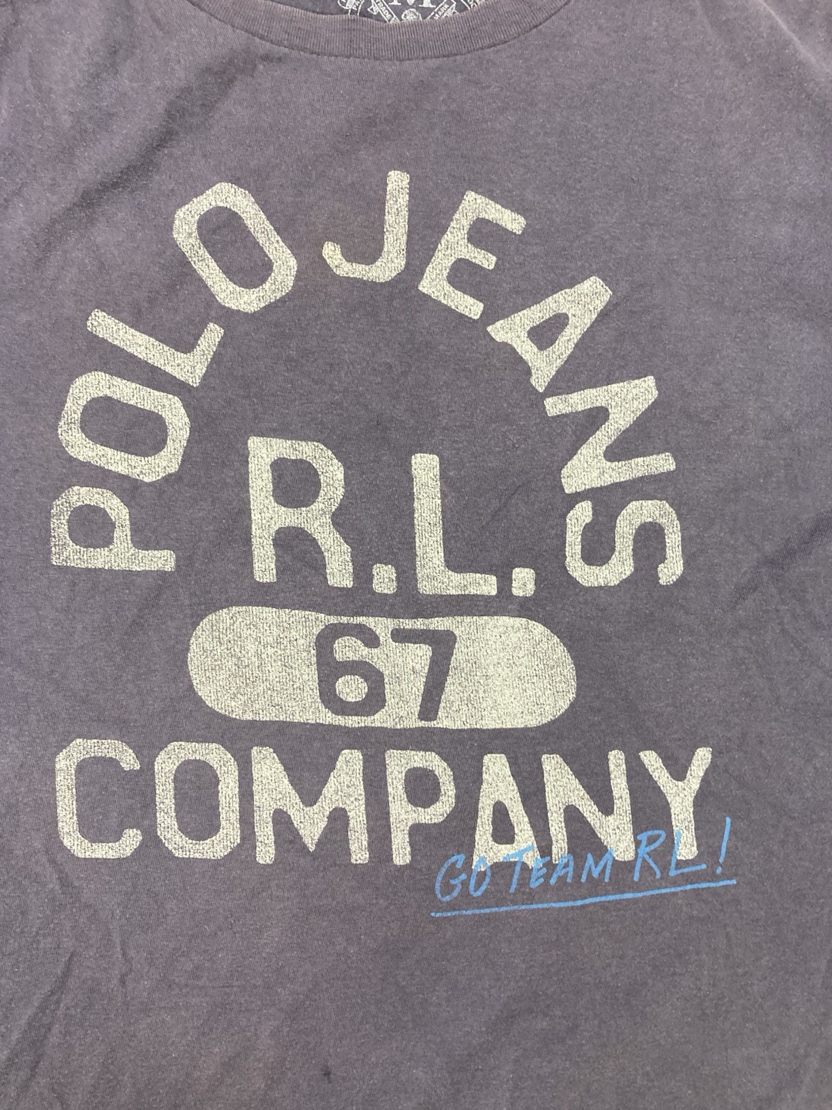 Polo Jeans Ralph Lauren RL 67 Company Graphic T-shirt Men Medium Oversized Blue
