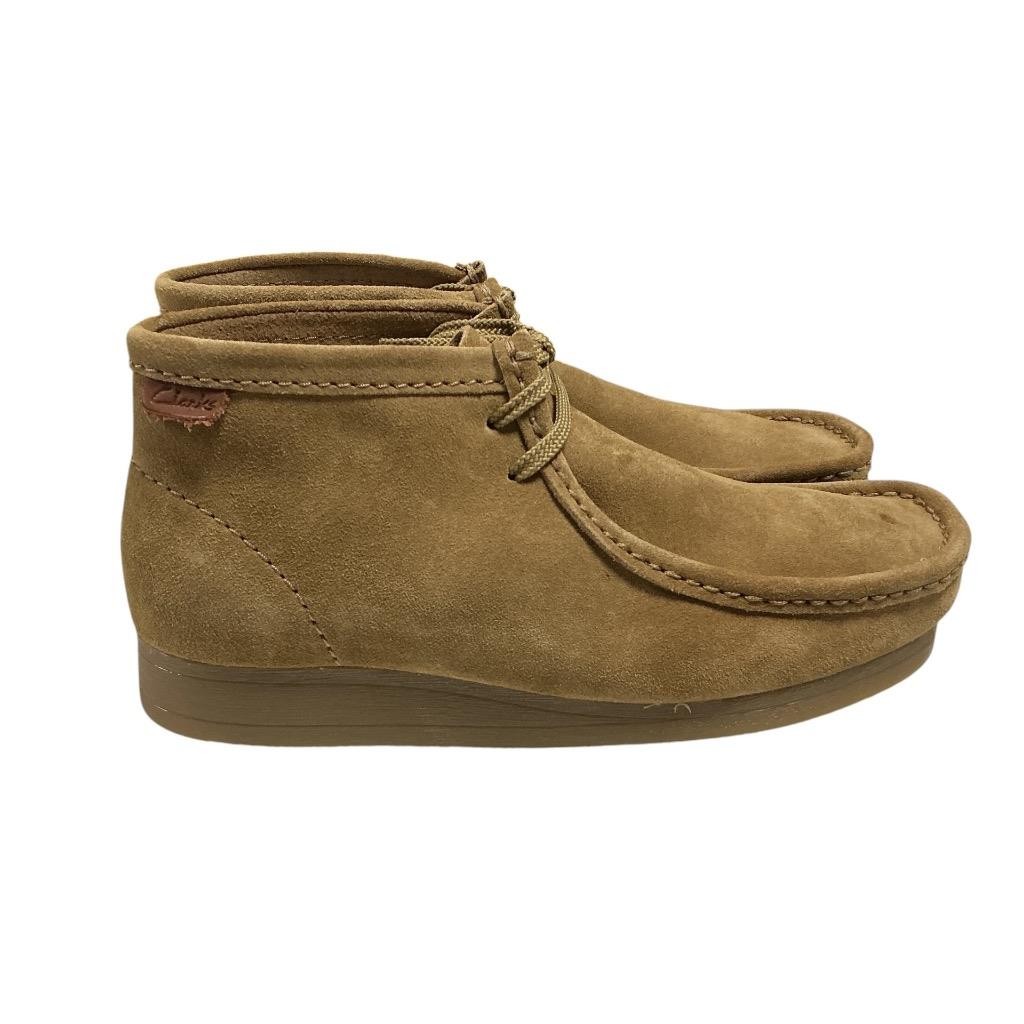 Clarks Wallaston Boots Mens 9M Dark Sand Suede Chukka Moc Toe Casual Lace Up