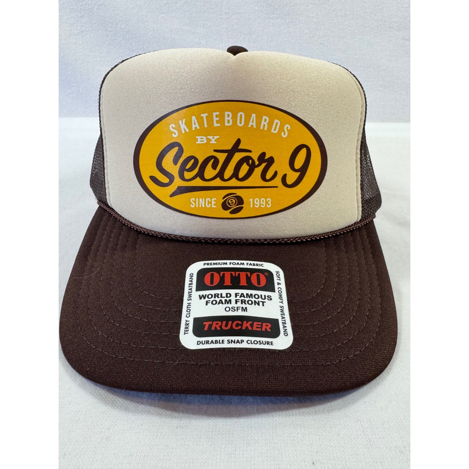Sector 9 Skateboards OTTO Trucker Hat Brown Tan Foam Mesh Snapback Cap OSFM NEW