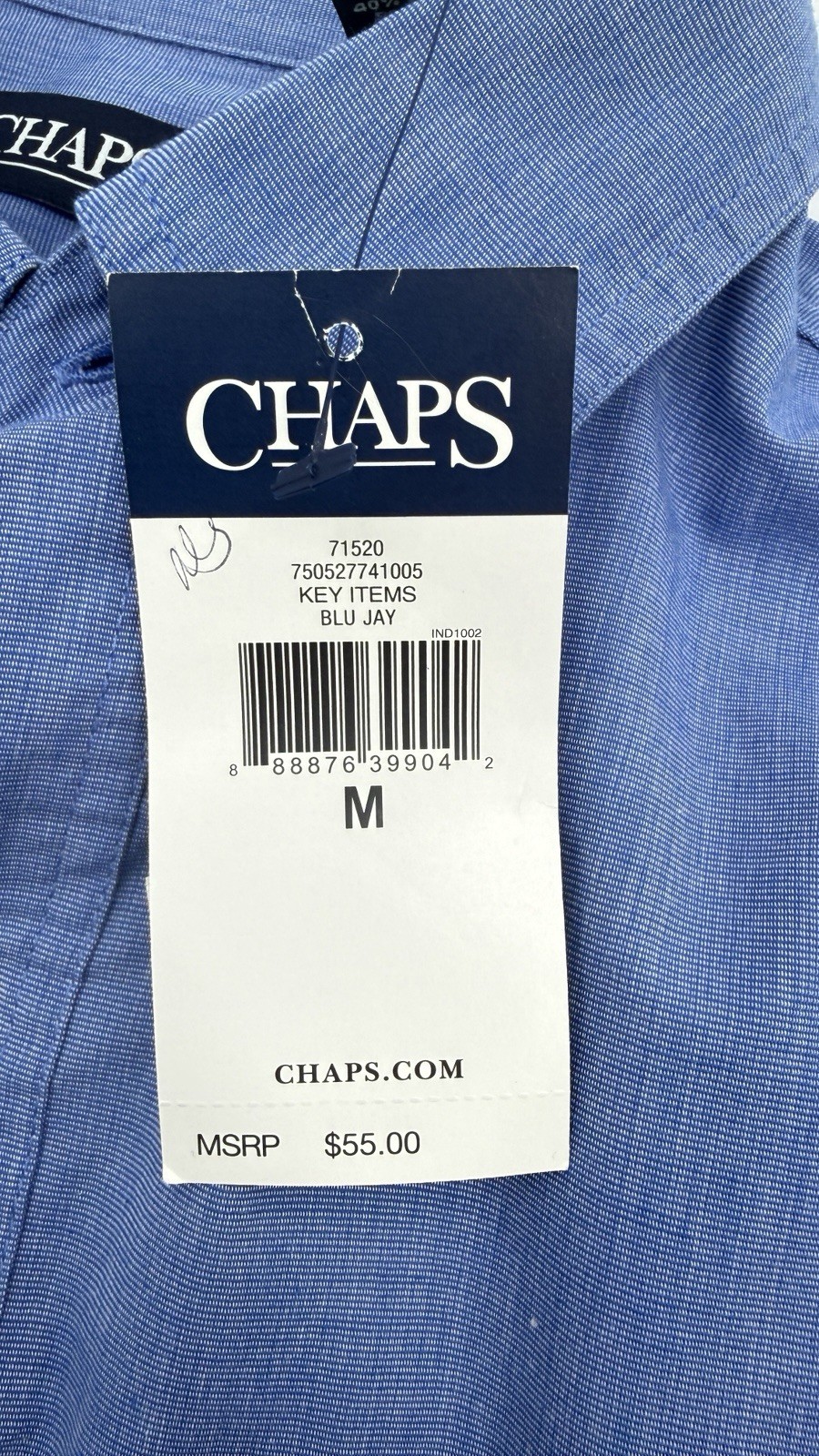 Chaps Mens Medium Blue Button Down Shirt Easy Care Cotton Blend NWT Classic Fit