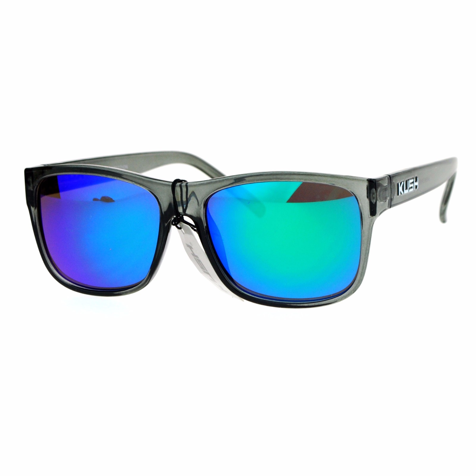 KUSH Unisex Sunglasses Slate Gray Square Frame Mirror Lens UV 400
