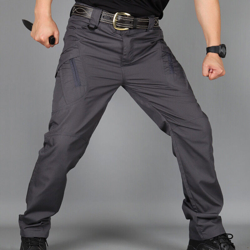 Men Tactical Cargo Pants Outdoor Hiking Soldier Multi Pocket Work Trouser Combat