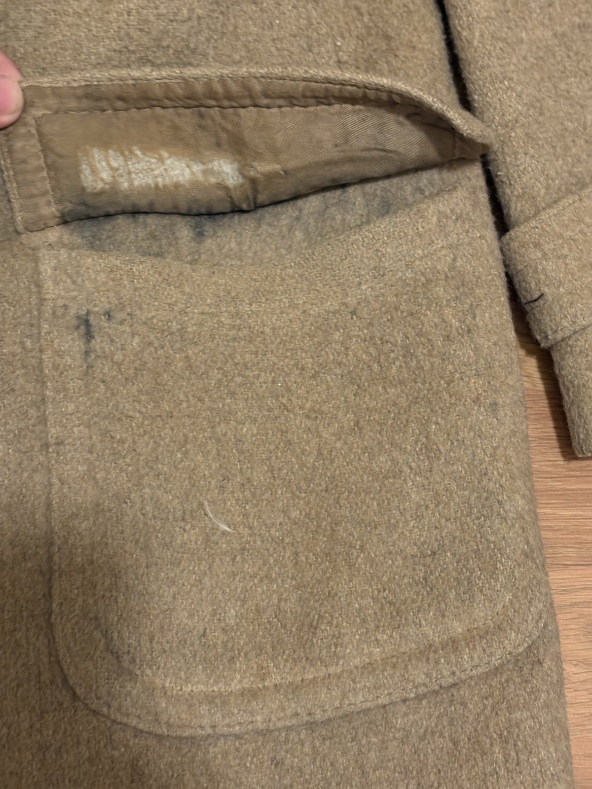 Vintage Lodenfrey Grey Wool Toggle Duffle Coat Plaid Lined West Germany Flaw