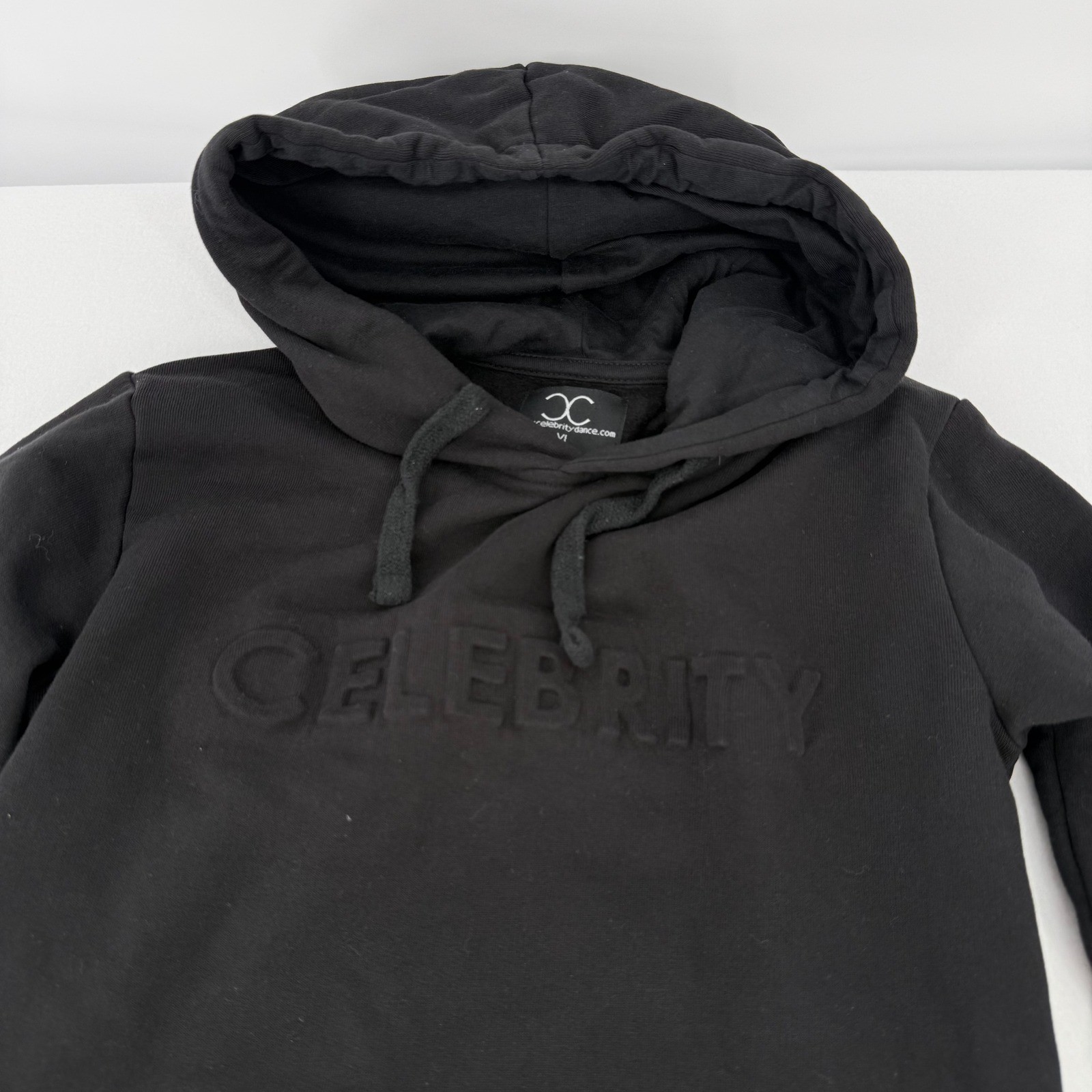 Celebrity Dance Hoodie Kids Youth Large Black Embossed Logo Pullover Sweatshirt