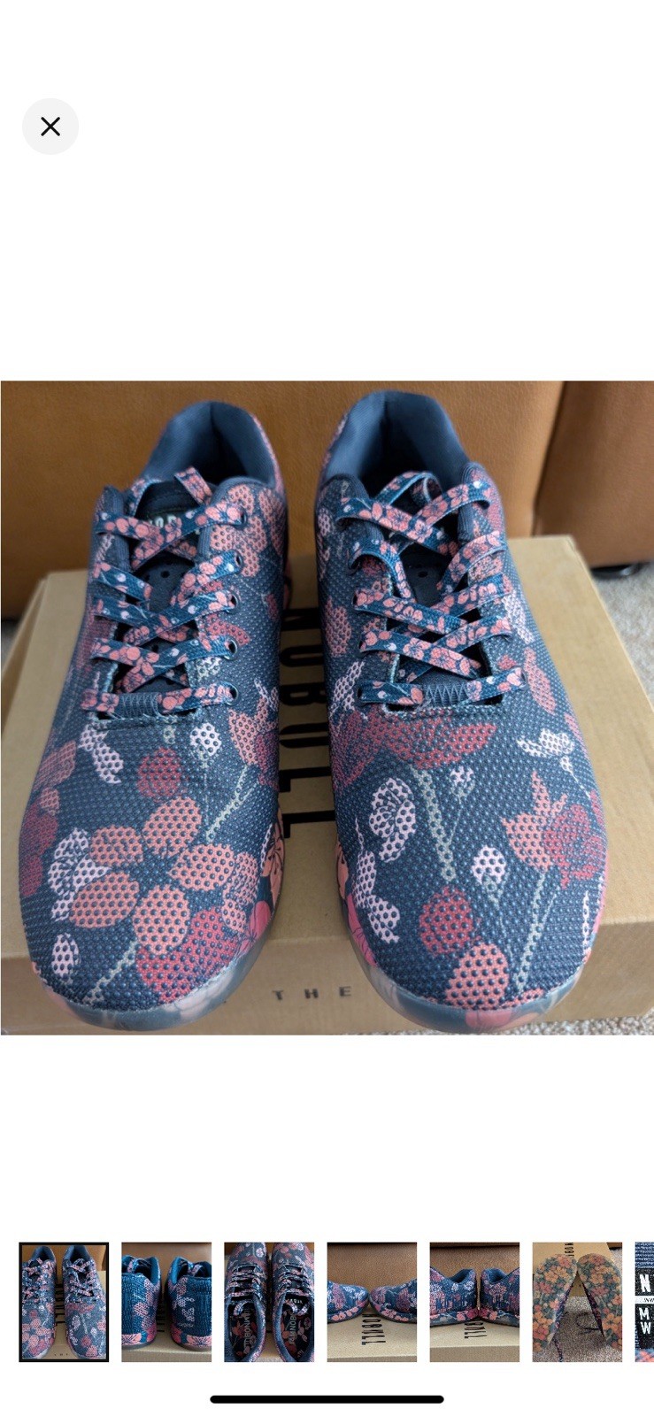 NOBULL Men’s Low Top Athletic Sneaker, Blue/Pink Floral, Lace-Up