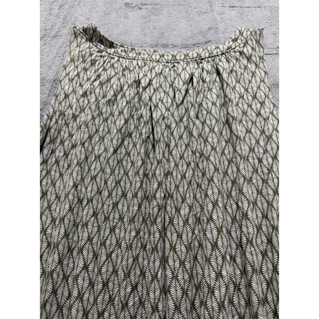 LOFT Outlet Womens XL Olive Green Leaf Print Sleeveless Knit Tank Top Banded Hem