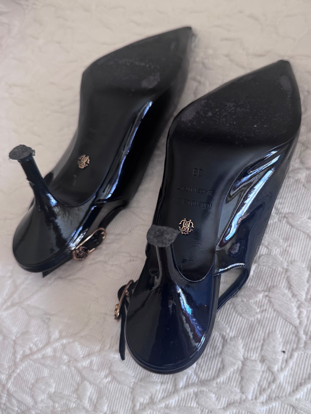 Roberto Cavalli leather heels US8 EU39 made in Italy