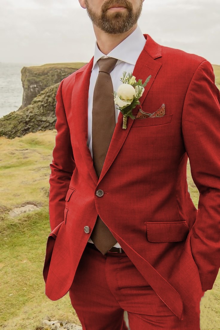 Wedding Groom Men’s 2Pcs Suits Notch Lapel Jacket Multicolor Formal Party Coat