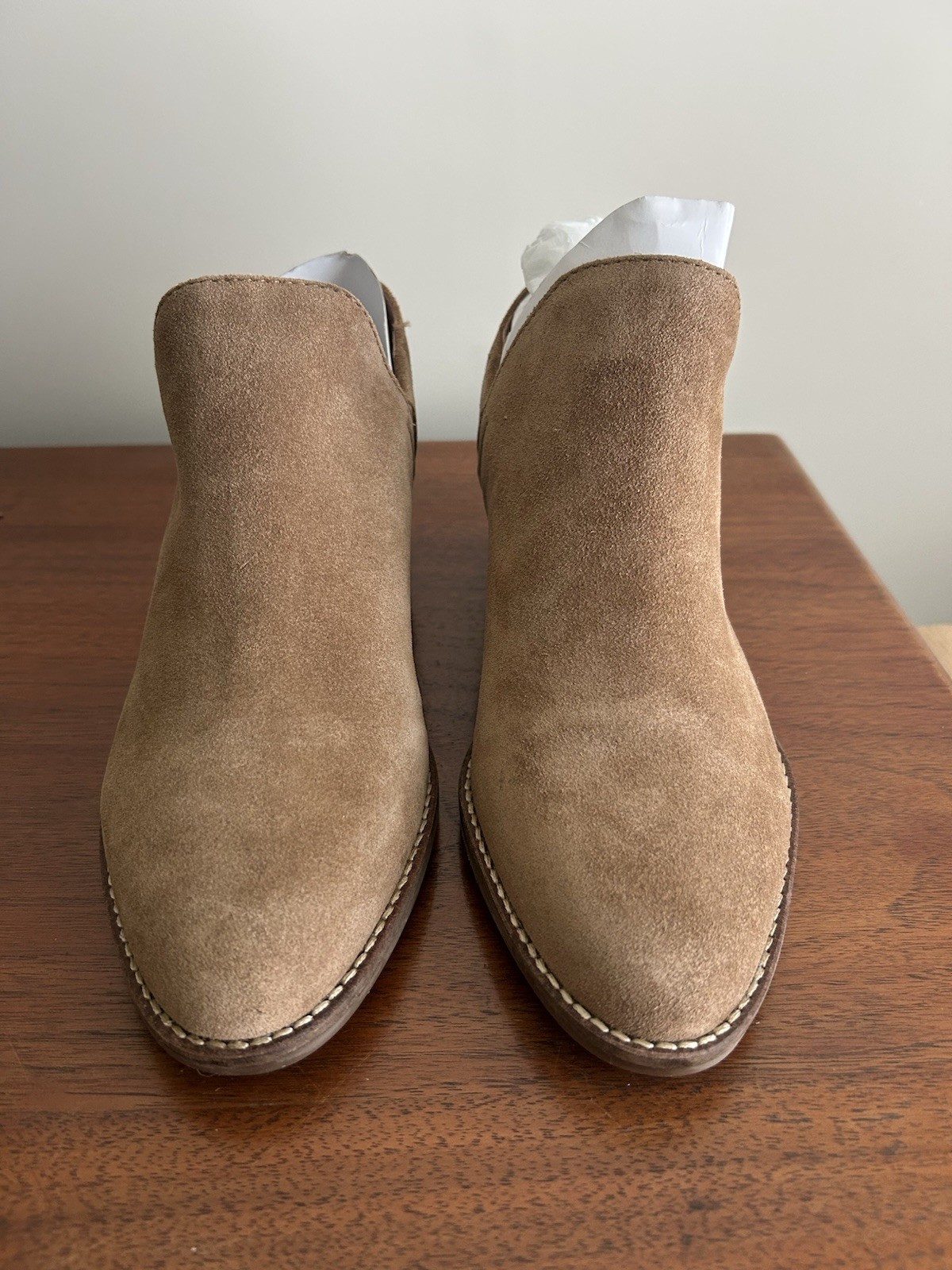 Lucky Brand Women’s Brown Suede Ankle Bootie Slip-On Pointed Toe Logo