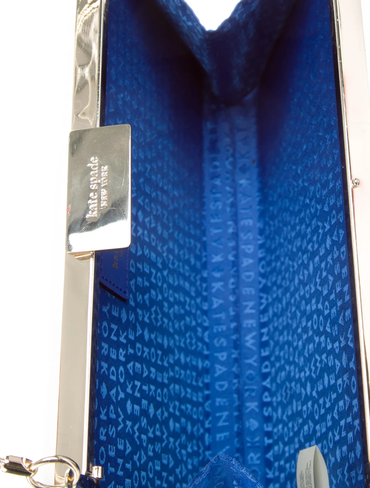 NWT KATE SPADE Emanuelle Make A Splash Beware Of Sharks Blue Stripe Clutch Purse