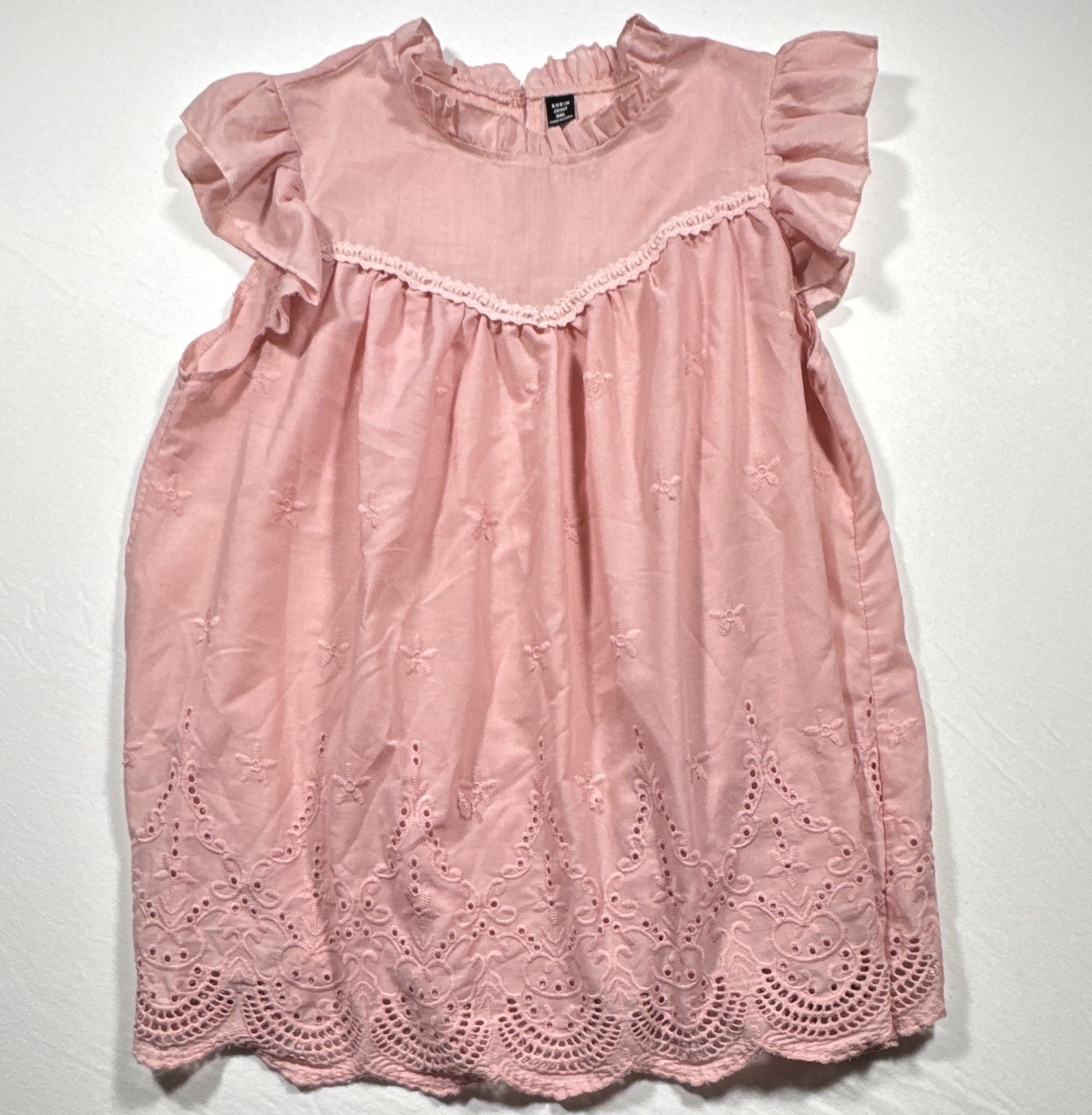 SHEIN CURVE Women’s 0XL Pink Fit & Flare High Neck Sleeveless Embroidered Tunic