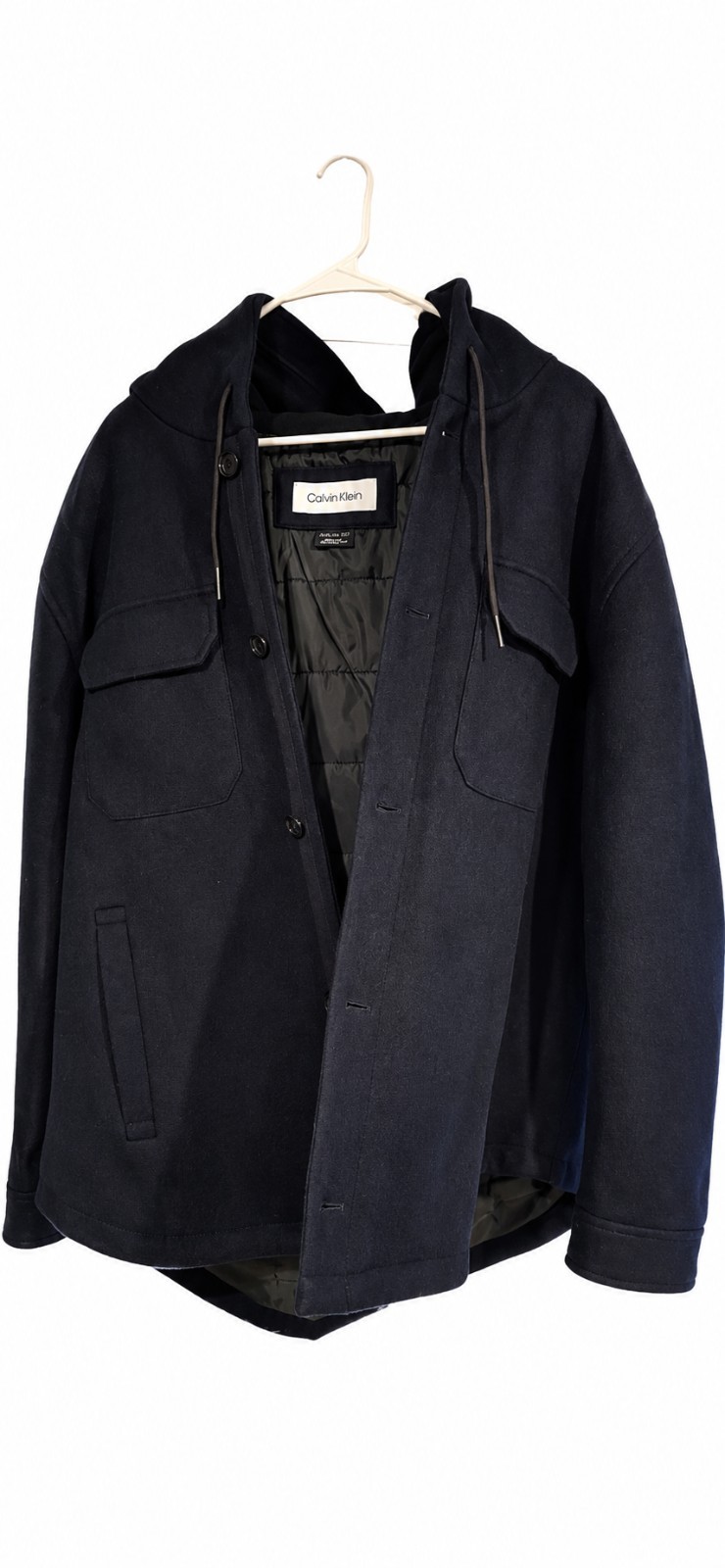 Calvin Klein Men’s Outerwear Hooded Button Front Lined Jacket NAVY Size XXL