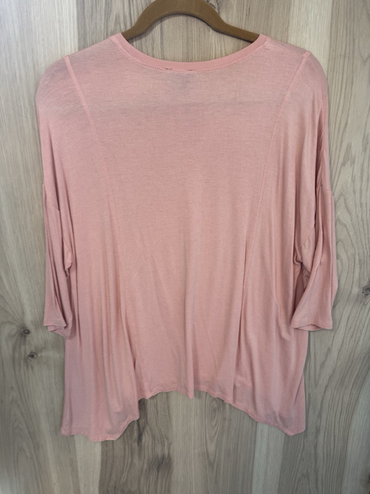IMAN Pink Knit Rayon Spandex Stretch Round Neck 3/4 Sleeve Pullover Top XS
