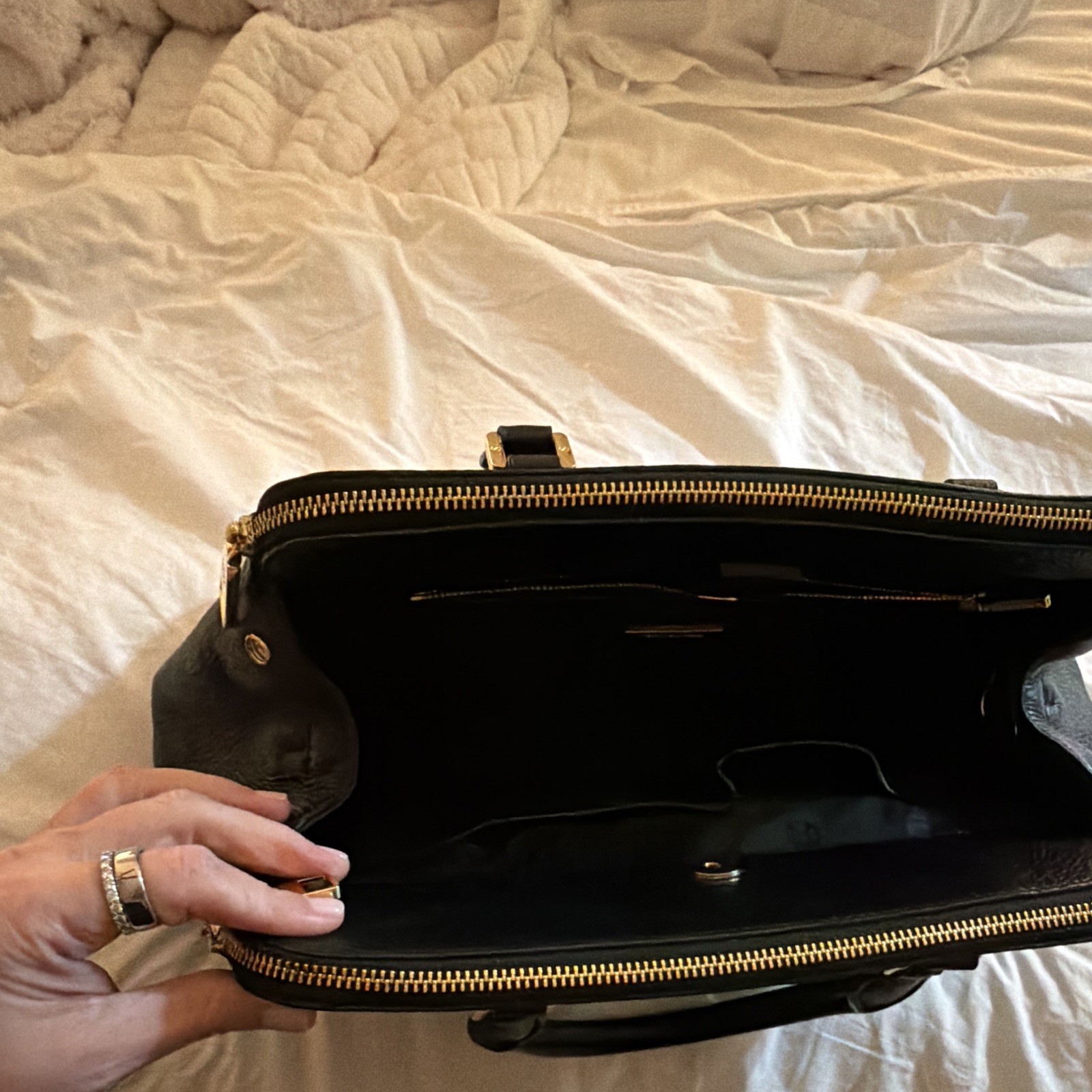 Tory Burch Black Leather Mercer Dome Satchel Tote Bag
