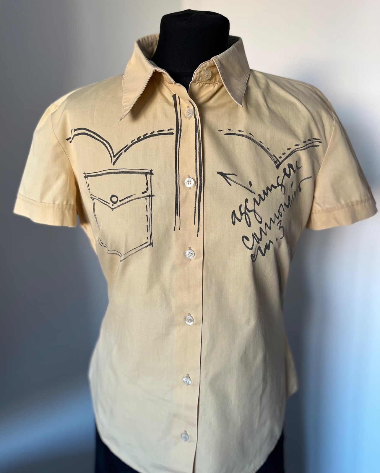 90s Moschino Jeans Scribble Print Cotton Shirt Franco Moschino Vtg Italy L | TAD