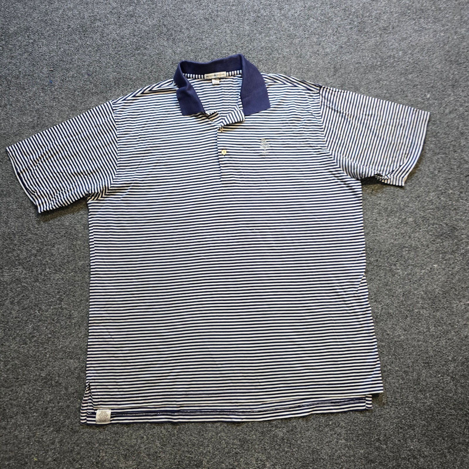 Peter Millar Shirt Mens XL Blue Striped Short Sleeve Stretchy Golf Polo Casual