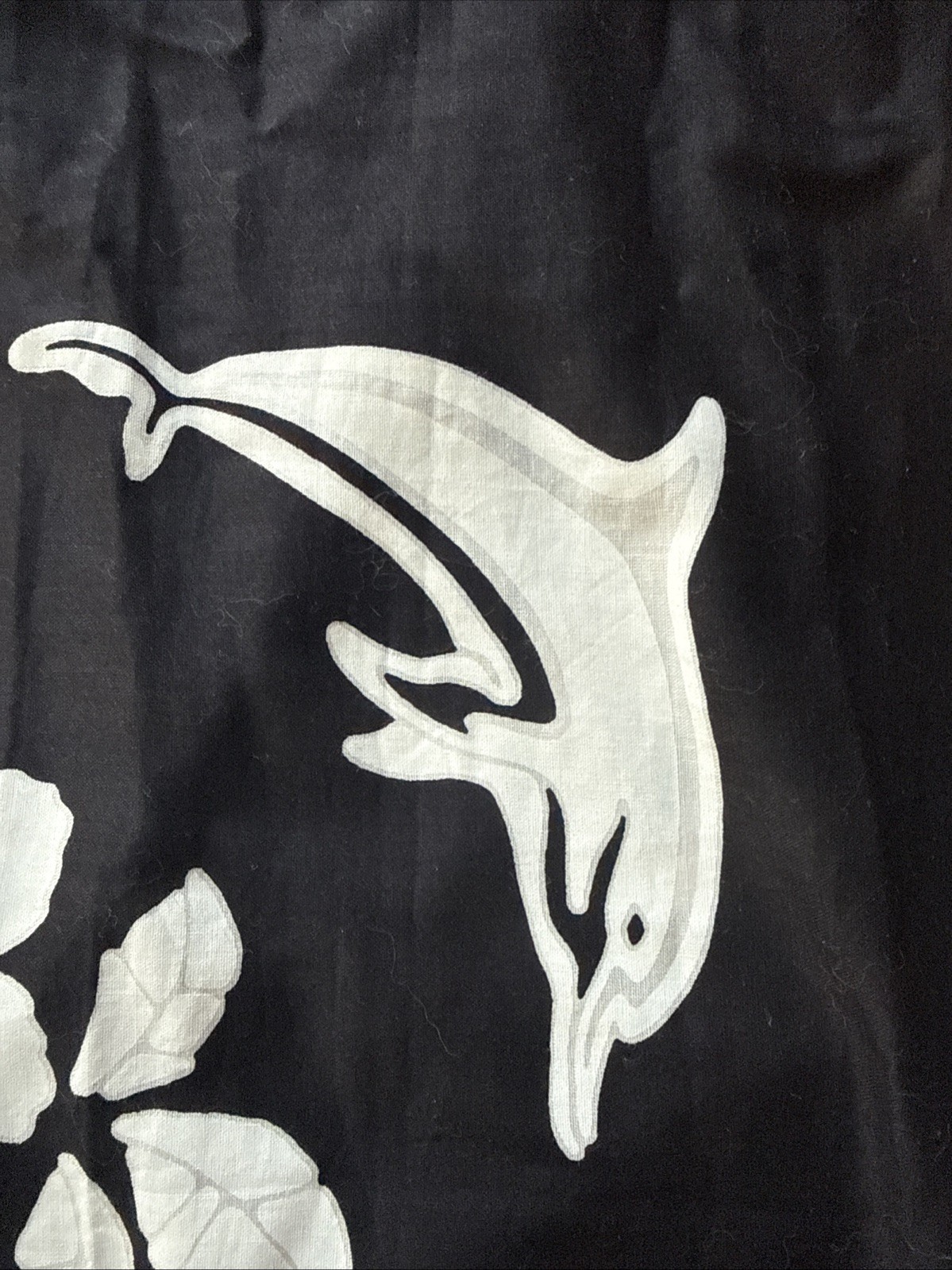 Cabali Hawaiian Shirt Mens XXL Black And White Short Sleeve Dolphins & Floral