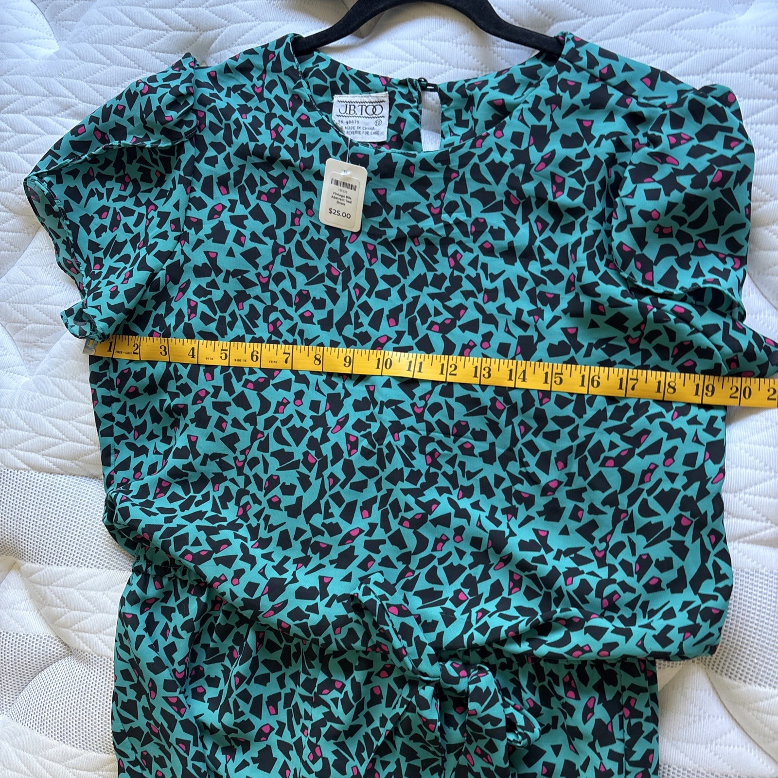 Vtg 80s 90s Teal Abstract Secretary Dress – 12
