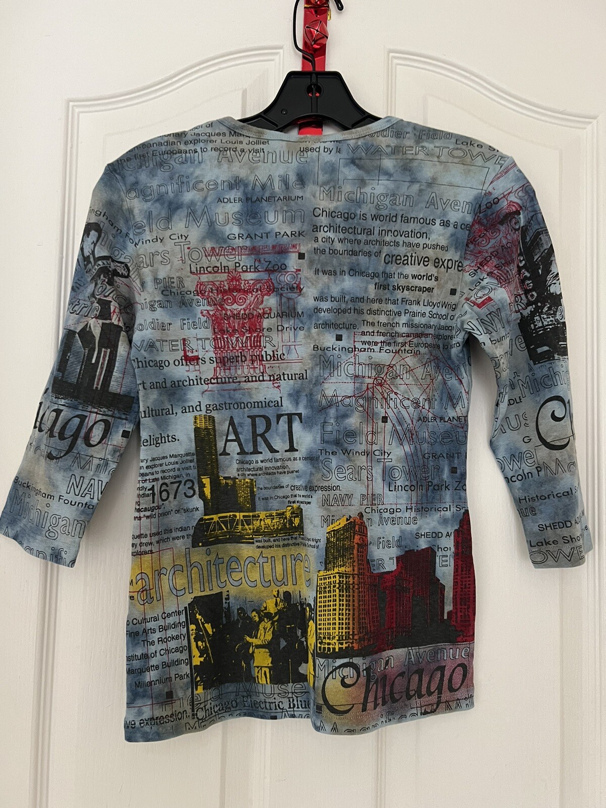 NWT Glima Tee Top Printed Tie Dye 100% Cotton Blue Chicago Sz Small Juniors