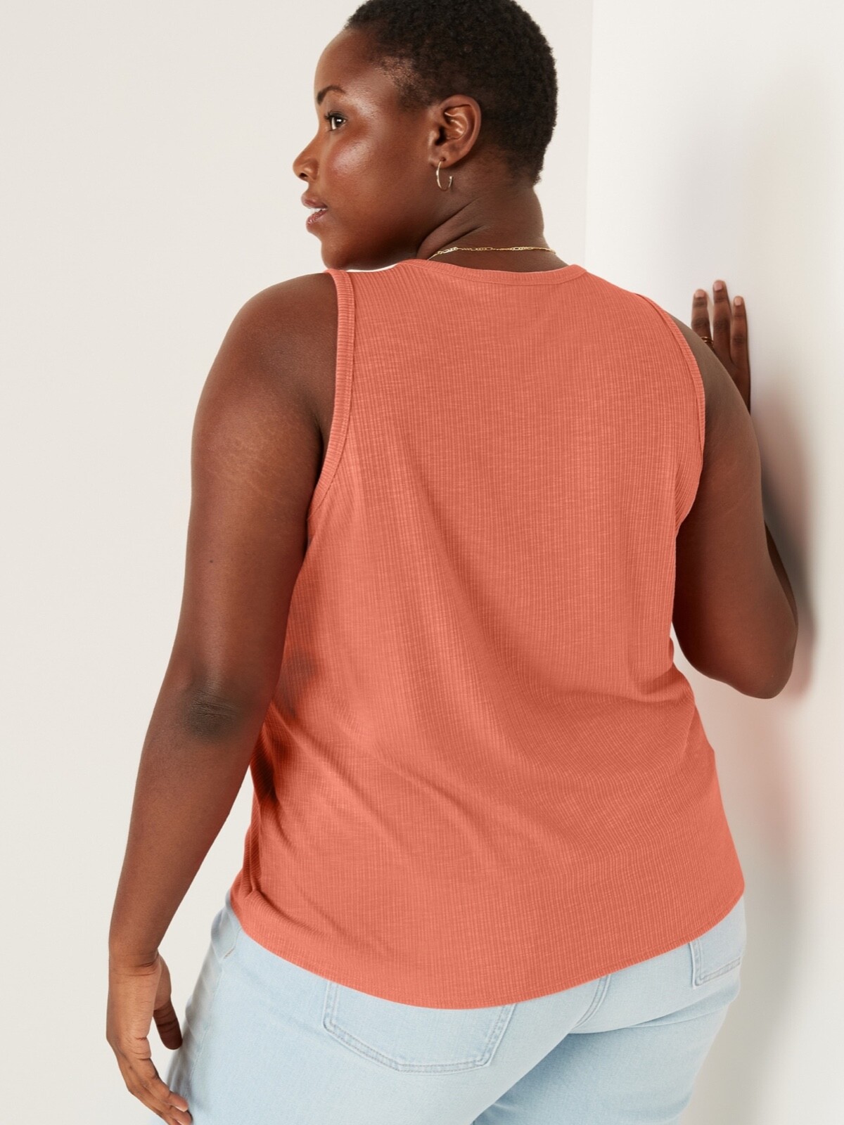 Old Navy Women’s Luxe Rib-Knit Swing Tank Top Sugar Poppy Size XXL or 2X