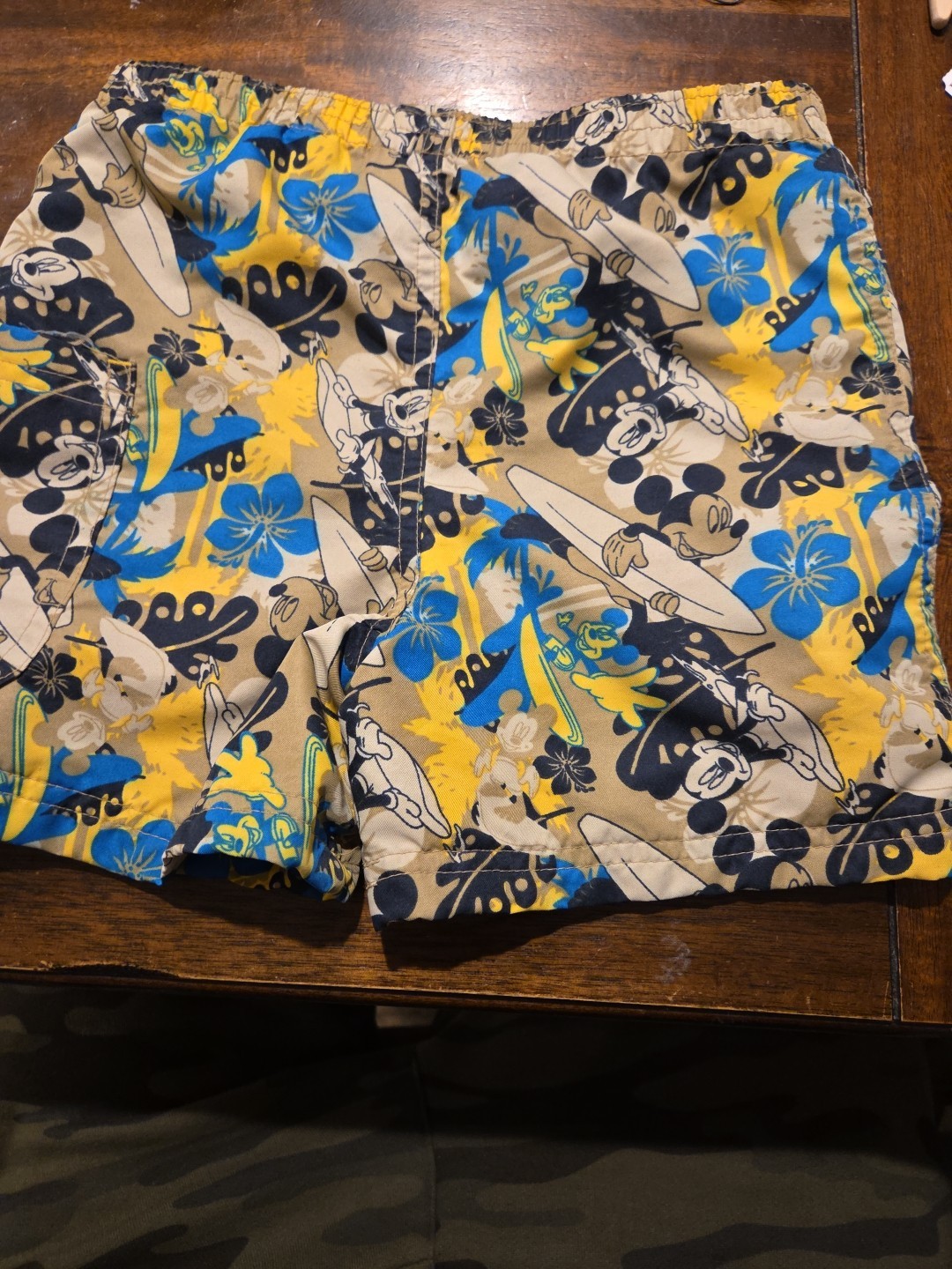 Disney Swim Suit Trunk Boys Size 12M Floral Blue Green White
