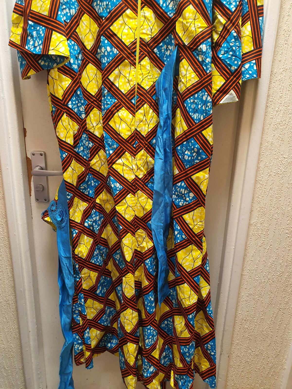 Julius Wax Ankara Wrapper Dress with ribbon to tie at the back. UK Size 16/18.