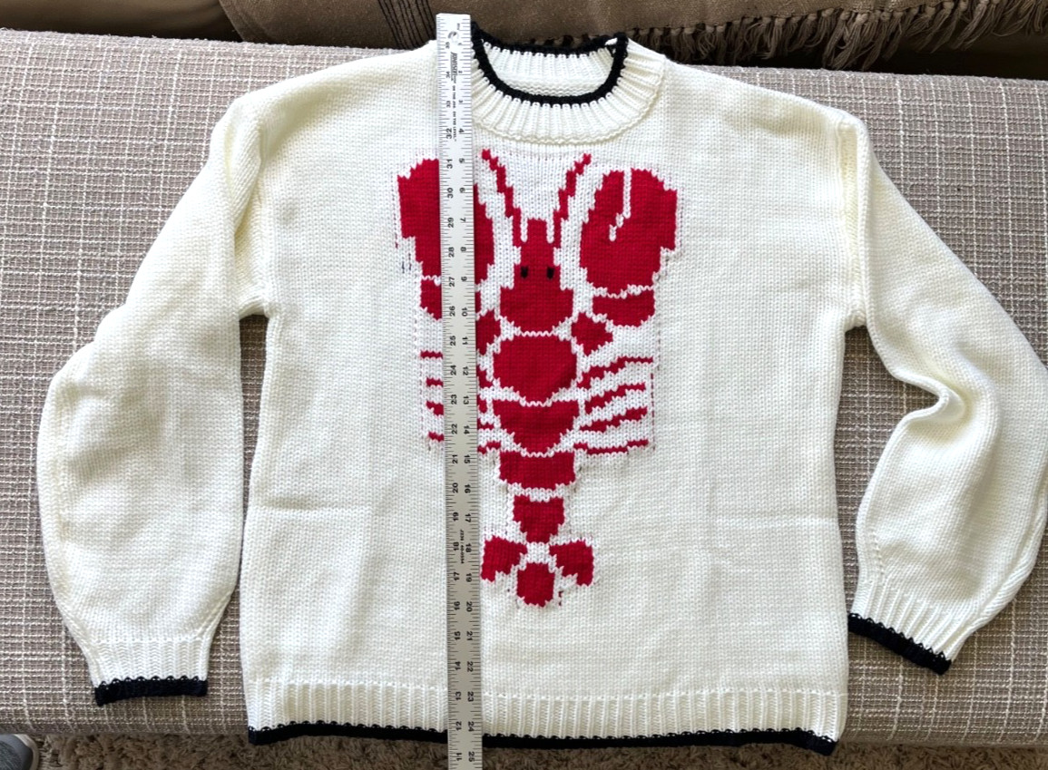 Maine Lobster Sweater Womens Medium Coastal New England Nautical Knit Pullover