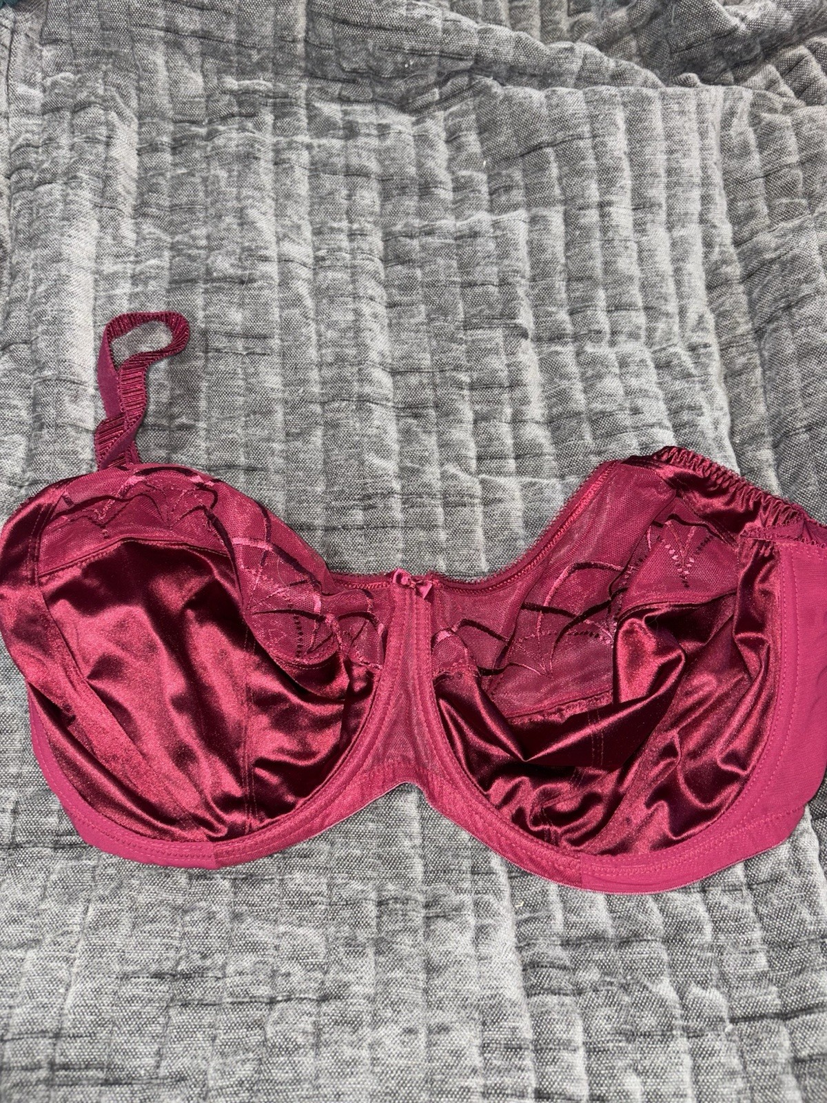 Elomi Cate Underwired Full Cup Bra 38L Burgundy Mesh Semi-Sheer EL4030BEY