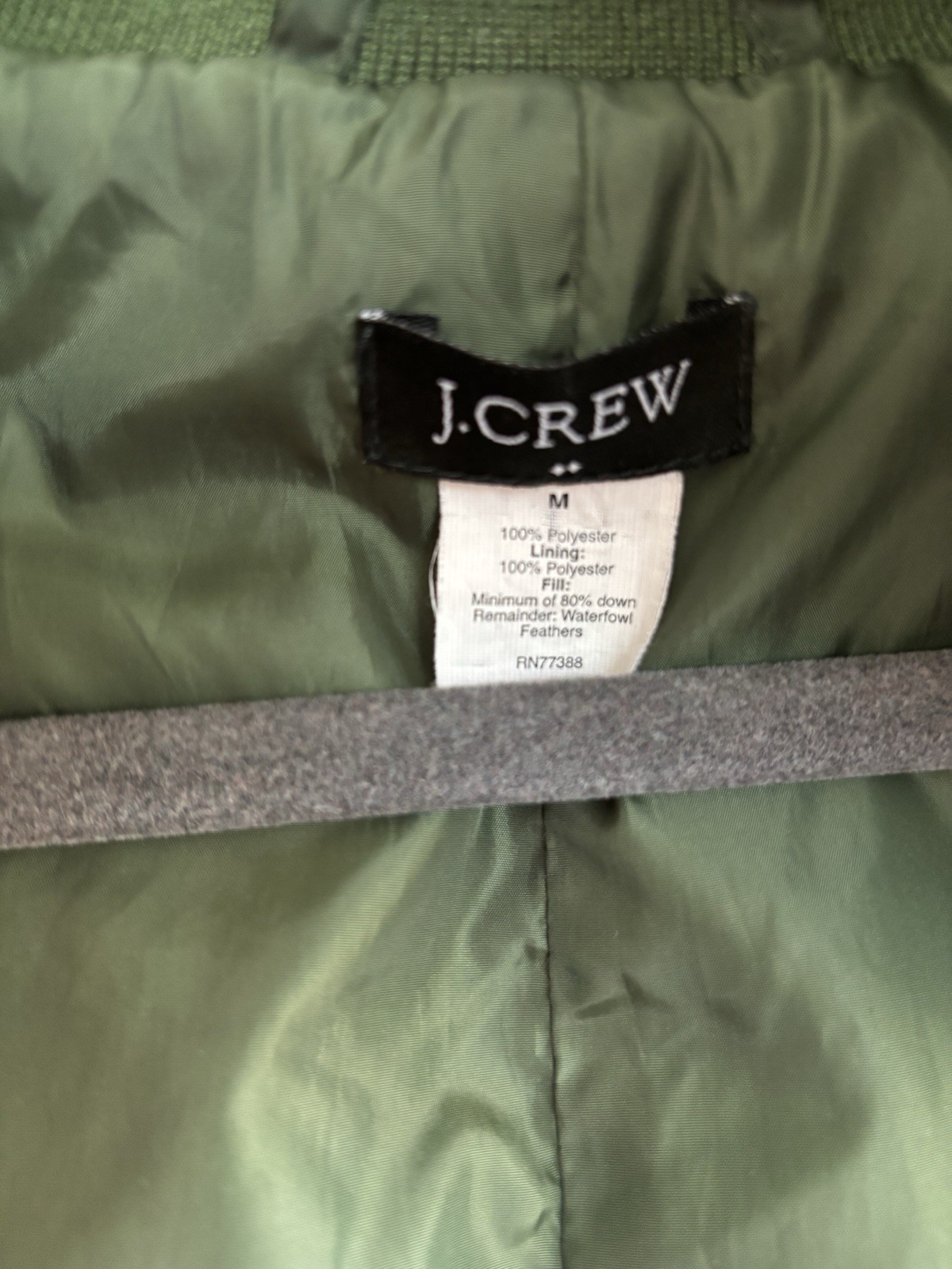 J.Crew Green Puffer Vest Womens Medium Down Filled Quilted Snap Zip