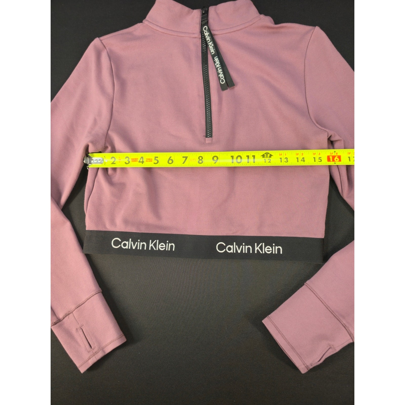 Calvin Klein Performance Womens Large Cropped Quarter Zip Pullover Mauve Stretch