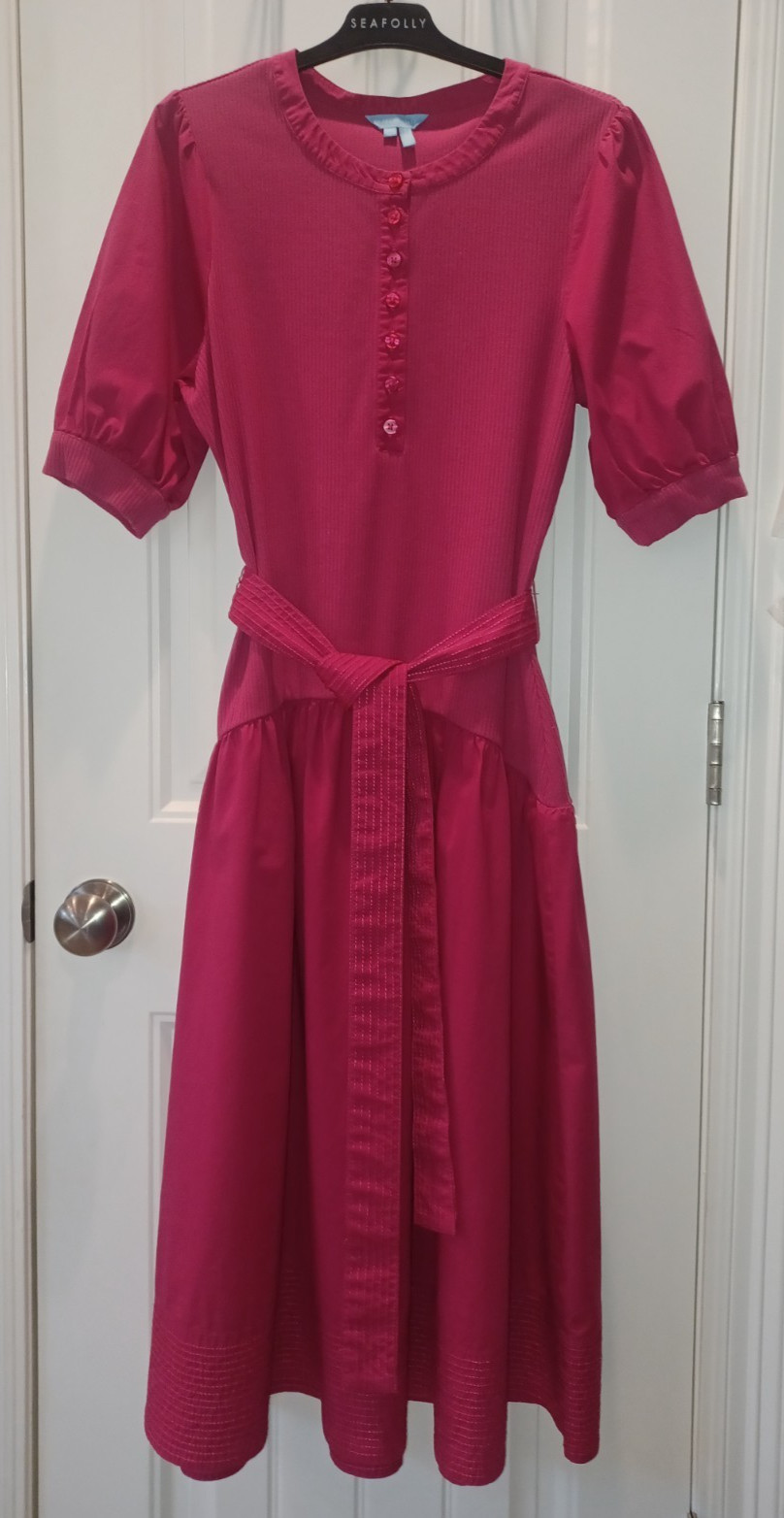 Ladies Draper James “Celeste” Mixed Media Dress Raspberry Pink Size Med. EUC!
