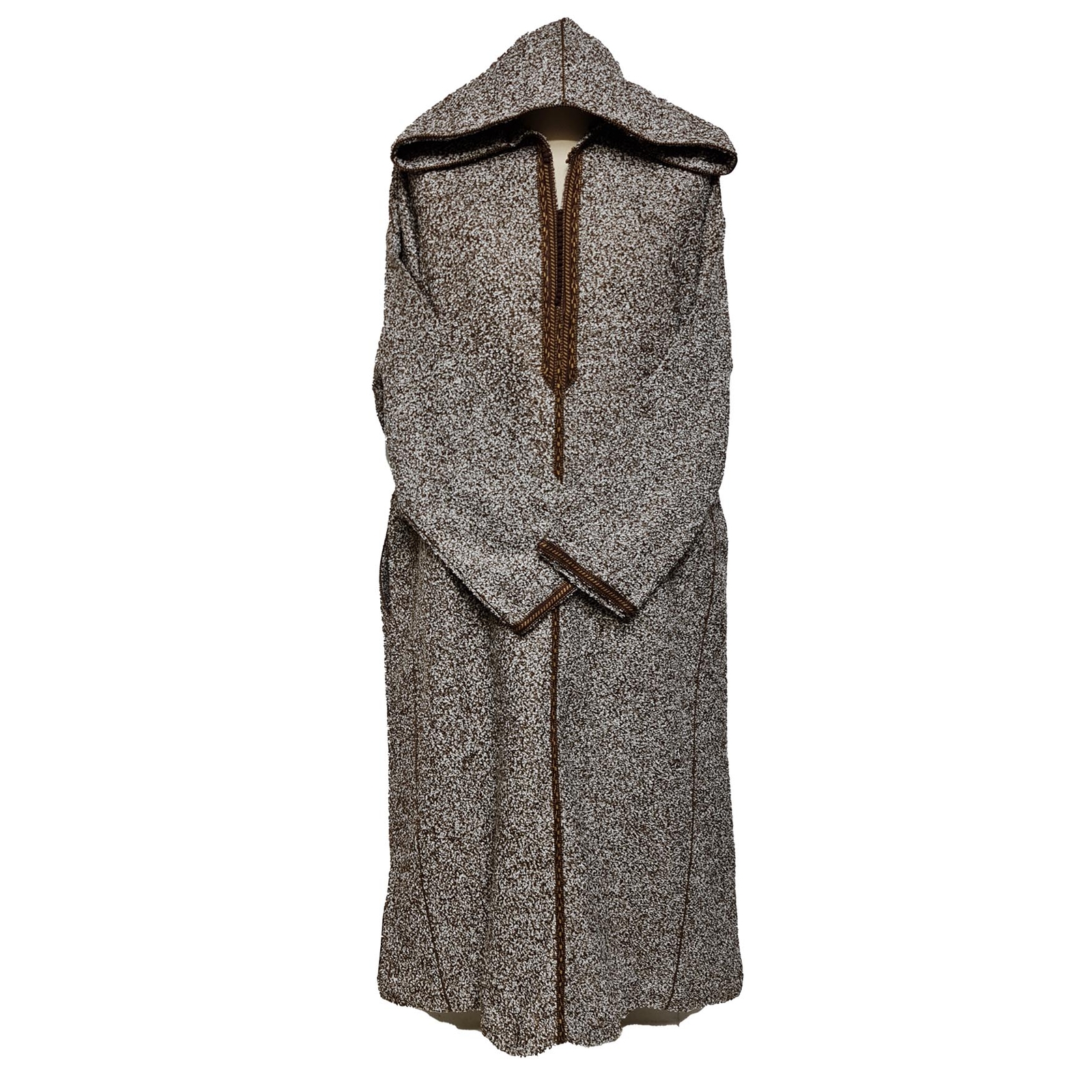 Moroccan Super Thick Warm Cashmere Wool Blend Brown Hooded Thobe Djellaba
