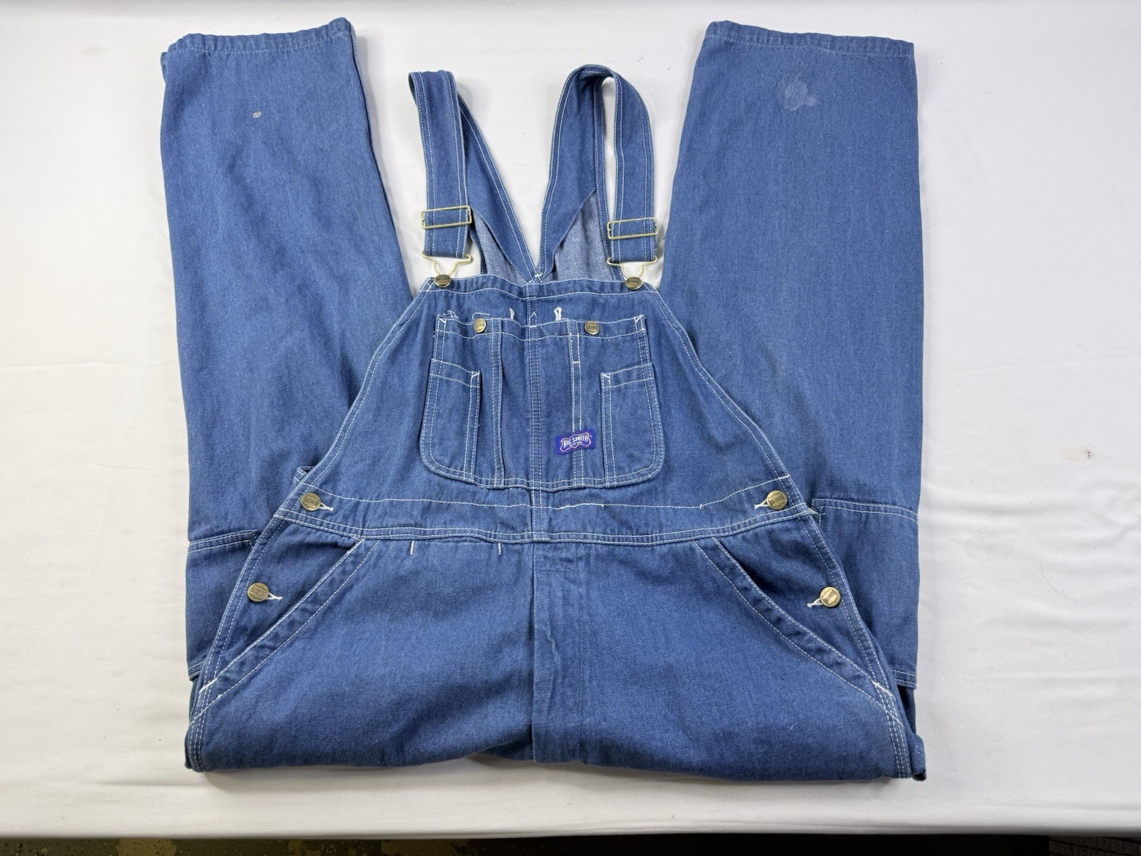 Vintage Style Big Smith 1916 Men’s Blue Denim Bib Overalls Workwear 36X30