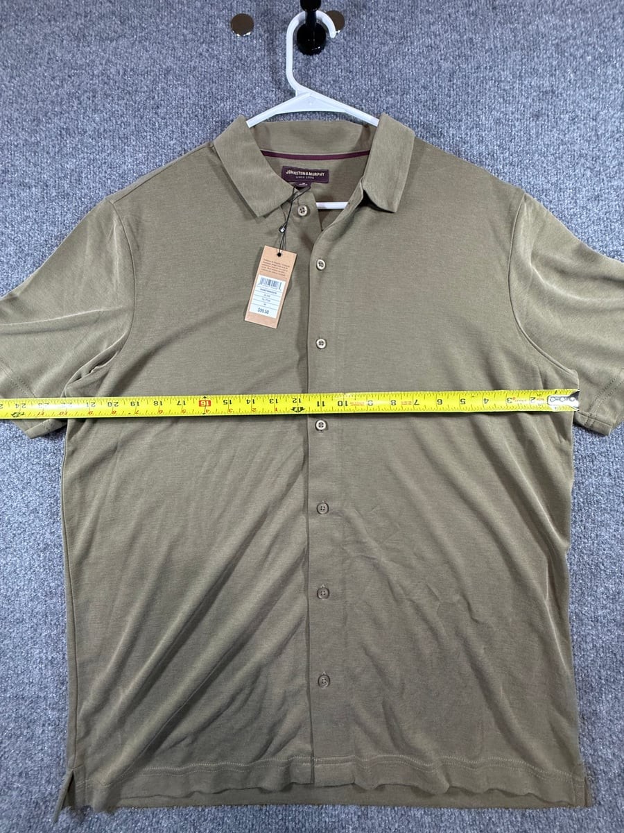 New Johnston & Murphy Men’s Olive Button-Front Polo Shirt Modal Blend Size M NWT