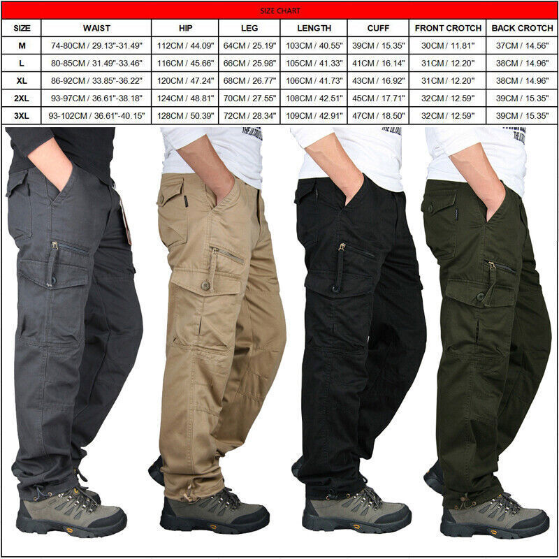 Men’s Cargo Pants Waterproof Hiking Trousers Multi-Pocket Tactical Outdoor Pants