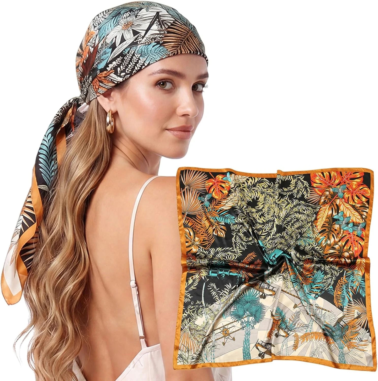 Head Scarf for Women Like Silk Satin Scarf for Hair Wrapping at Night Bandana Sq