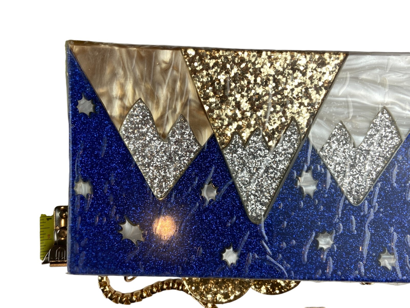Elizabeth Sutton Collection Clutch Aspen Detachable Gold Plated Chain Strap NWOT