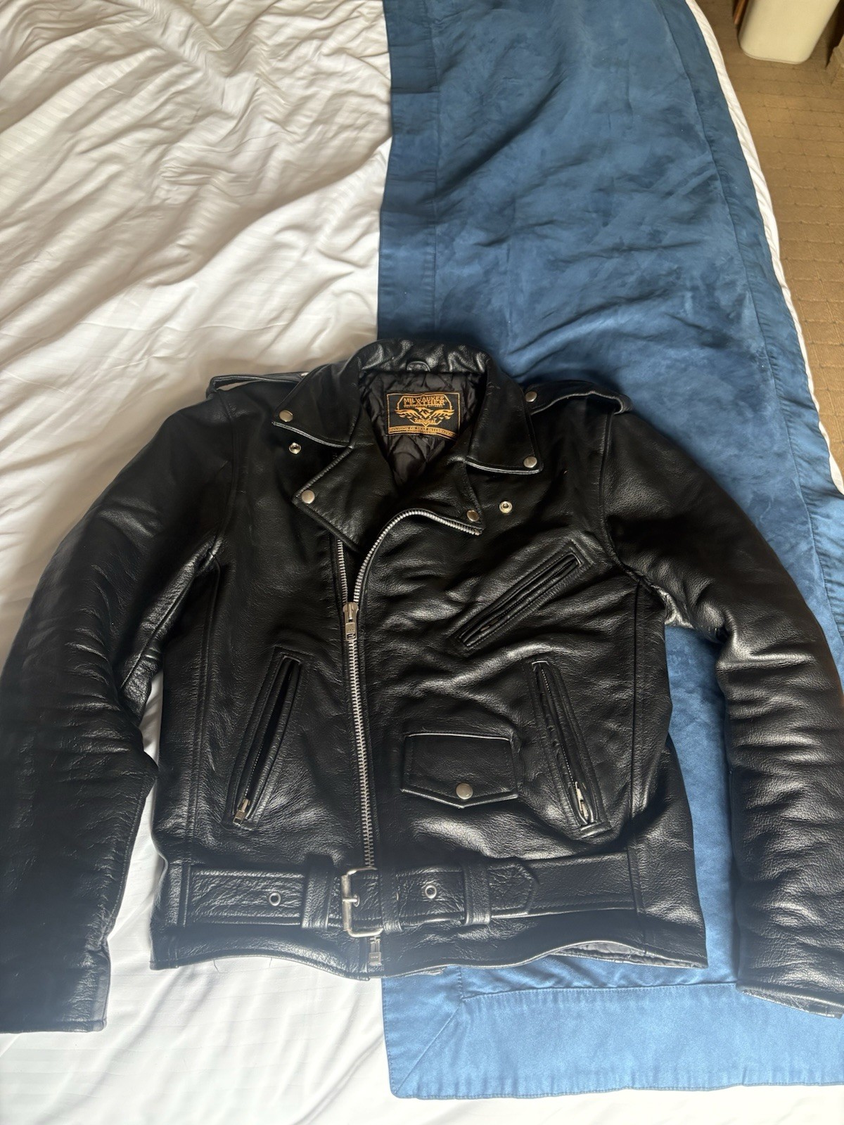 Milwaukee Leather Men’s Biker Motorcycle Jacket Black Brando Cowhide Size M