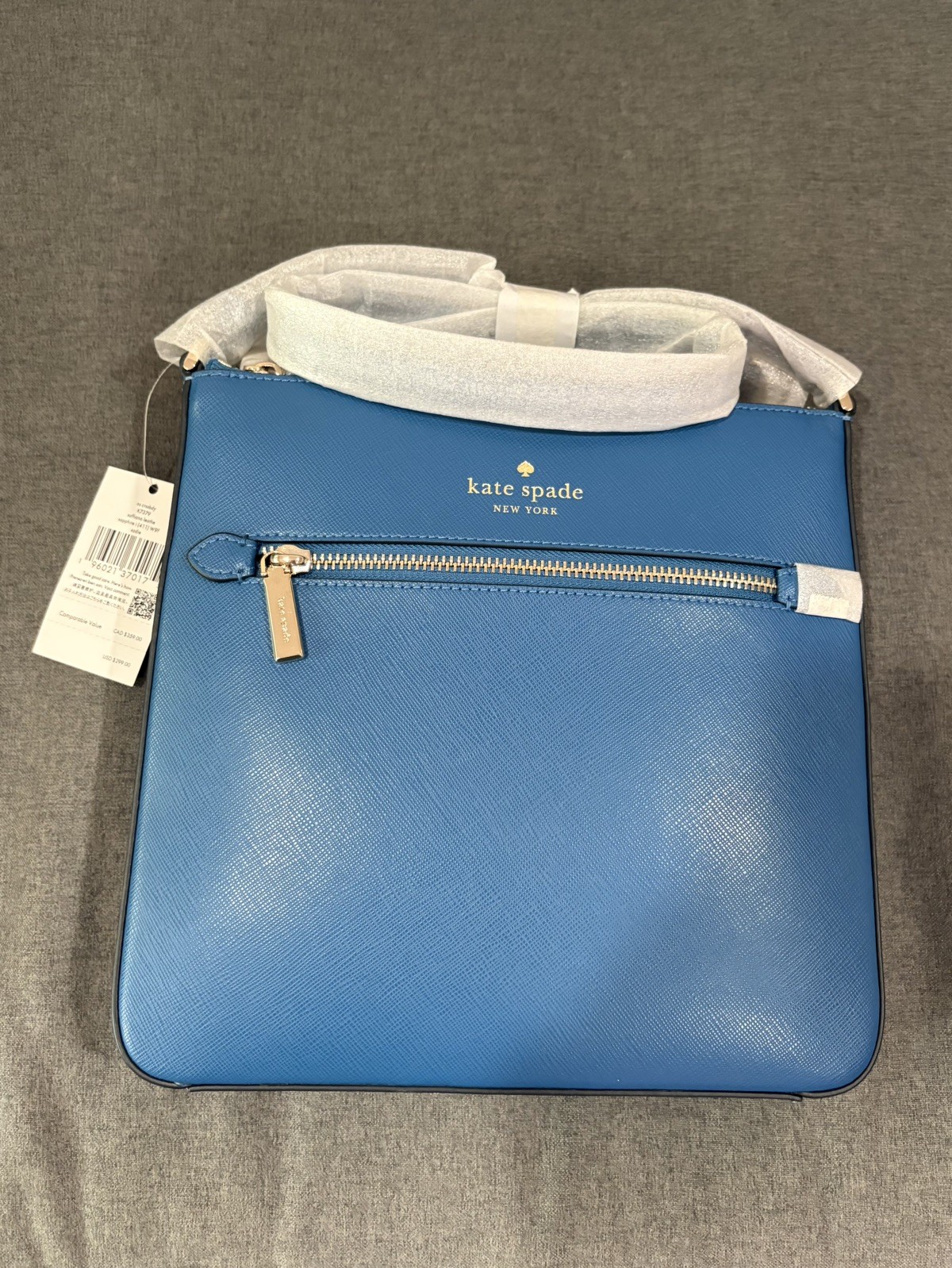 Kate Spade Sadie North South Crossbody Sapphire Blue Leather K7379 NWT $299
