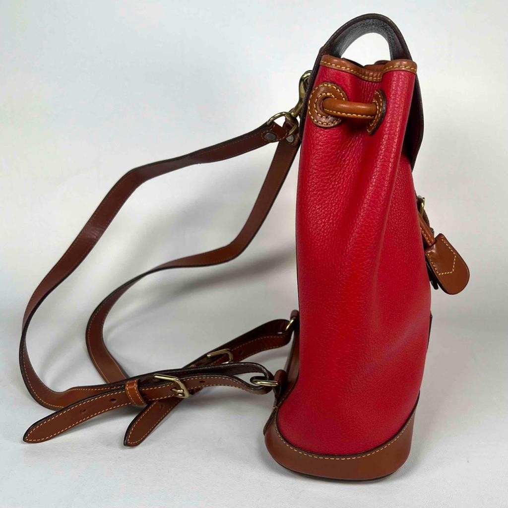 Dooney & Bourke Classic Collection All Weather Pebble Leather Red Tan Backpack