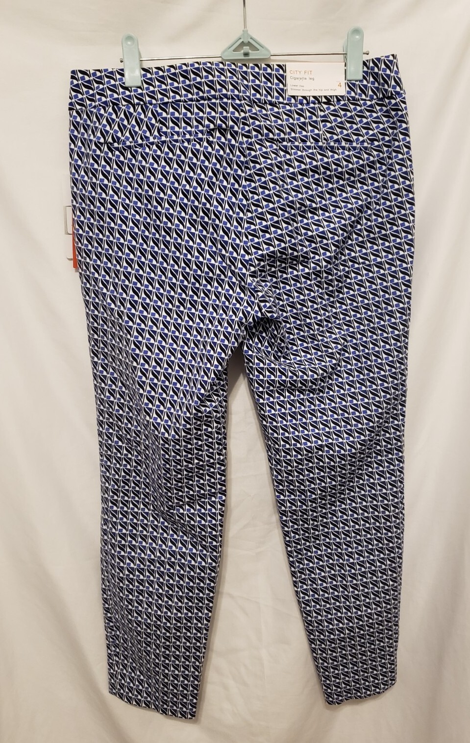 Dalia Pants Women Sz 4 Blue Black CITY FIT Cigarette Leg Lower Rise Capri