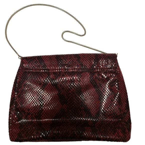 Kate Landry Berry Glazed Snake Print Tote Purse Bag Handbag Red Black GOLD ROPE