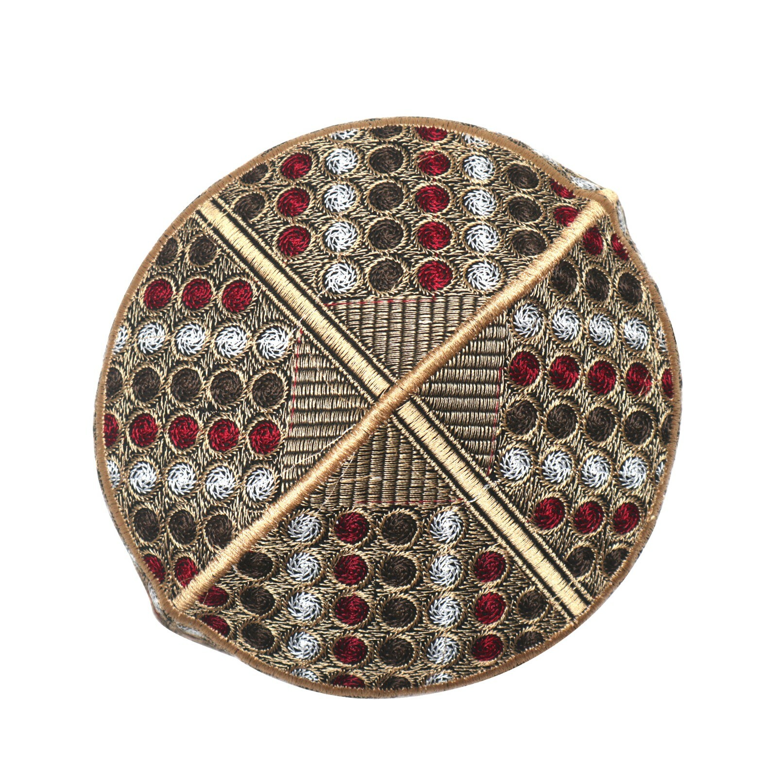 Khaki Green Maroon Embroidered Circle Design Semi-rigid Pakistani Style Kufi