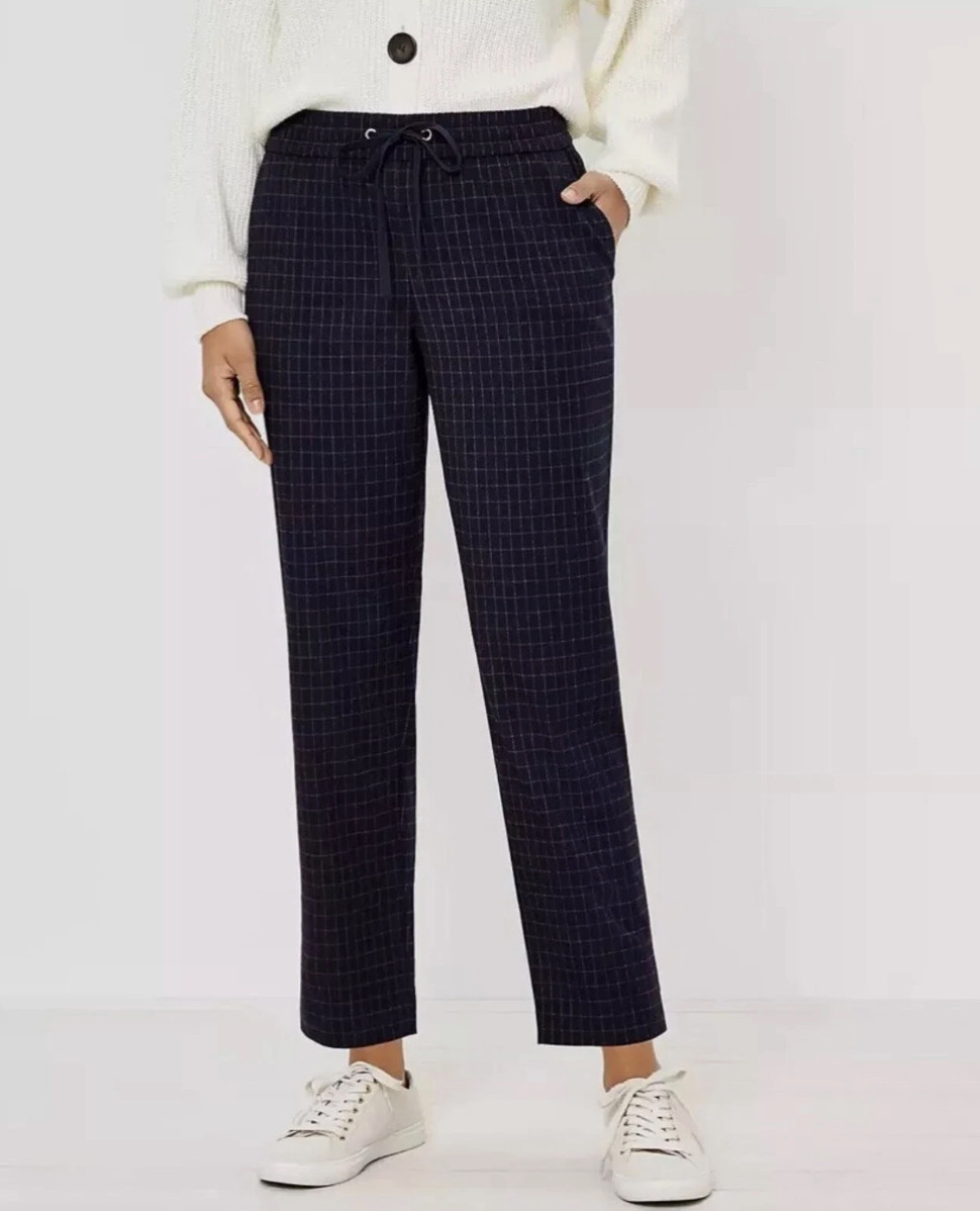 LOFT Women’s Elastic Waist Drawstring Pants Navy Blue Medium Never Worn