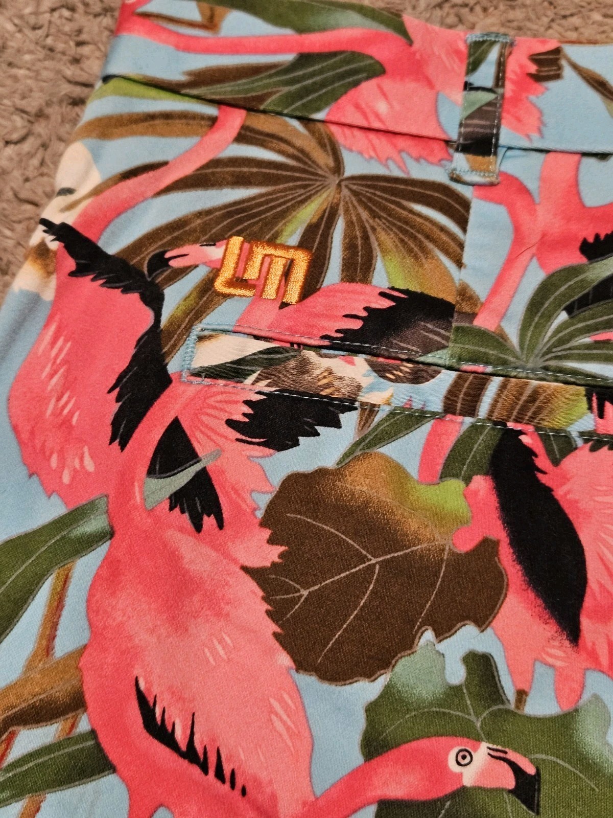 Loudmouth Men’s Tropical Flamingo AO Print Heritage Golf Shorts Size 34 EUC