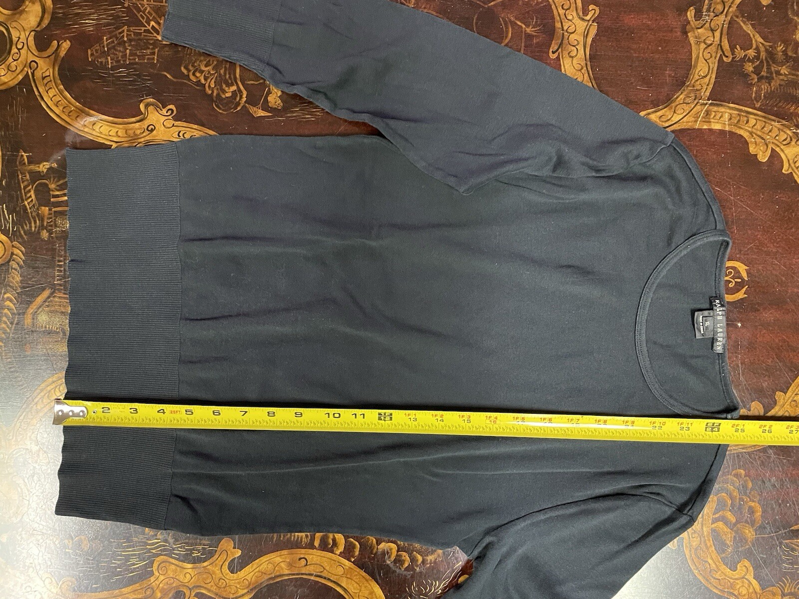 Ralph Lauren Black Label Black Oversized Balloon Sleeve Knit Top Capsule XL