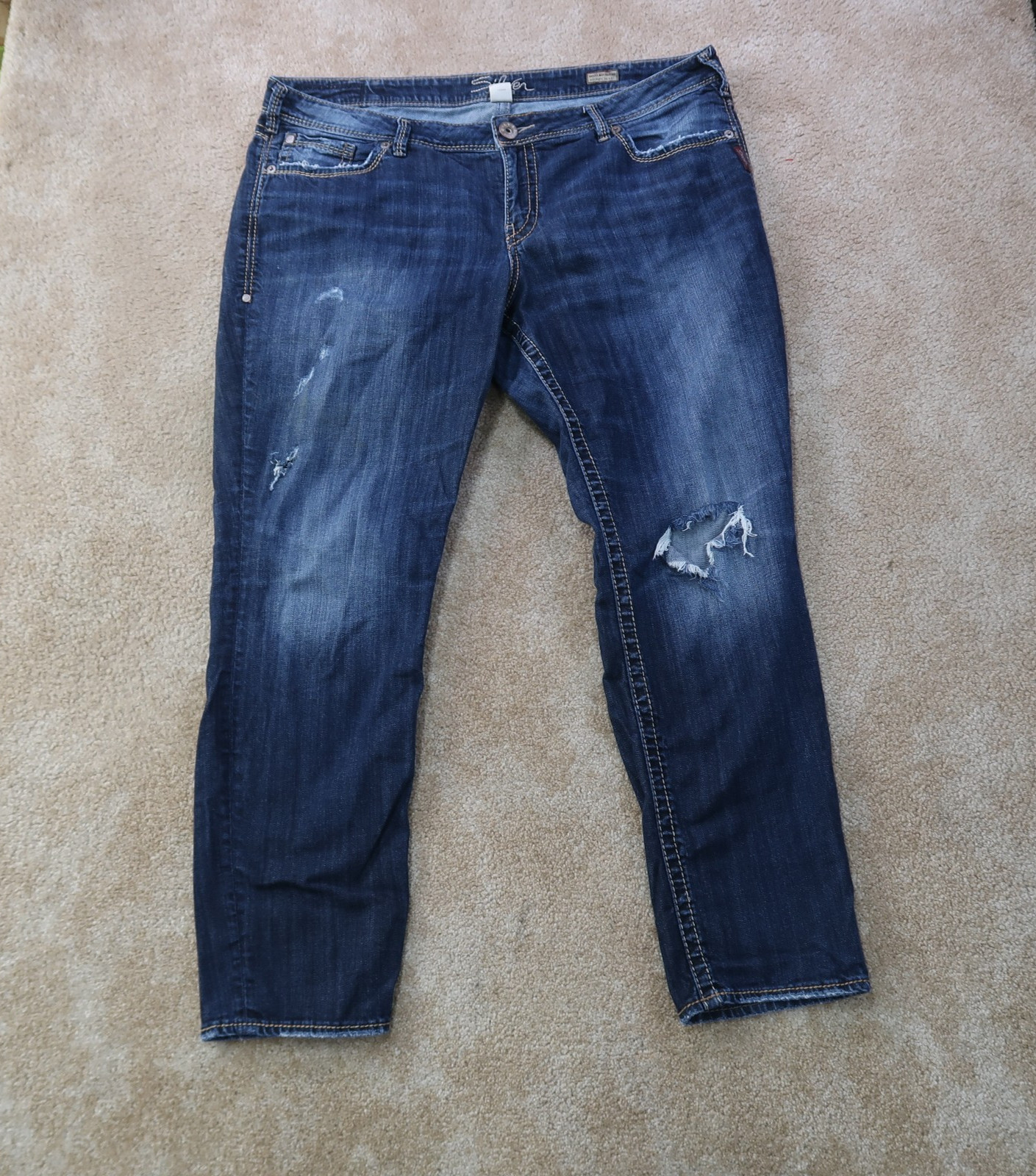 Silver Jeans Kelli Boyfriend Jeans Women’s 20×31 Dark Wash blue Denim