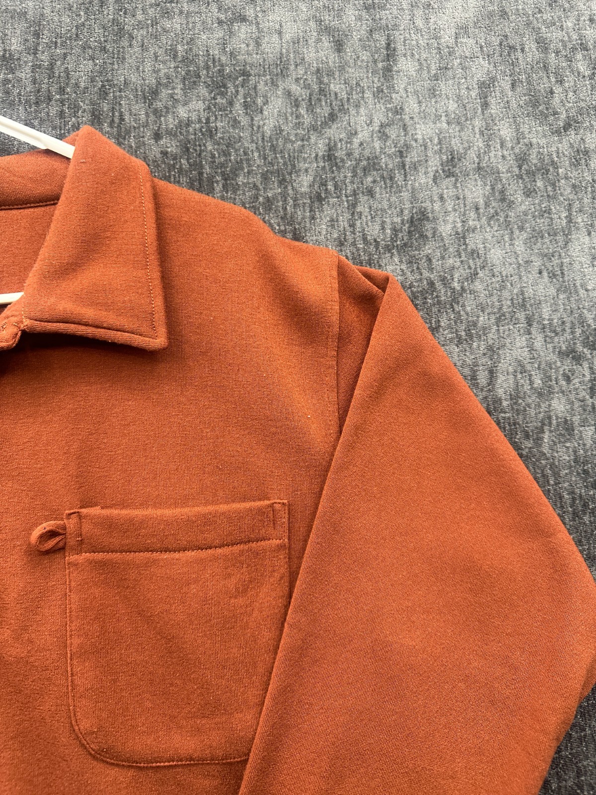 Comfort Casual Sweatshirt Mens Large Orange Knit Ribbed Collared Performance